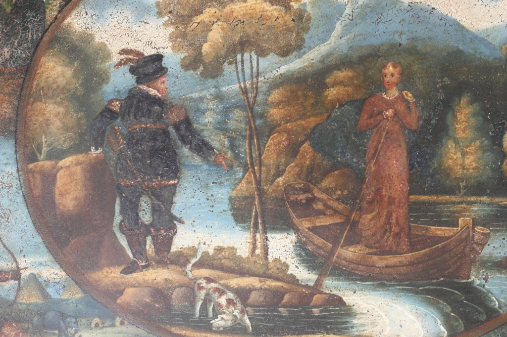Anglais Plateau en tôle peint de style scénique anglais du 19ème siècle en vente