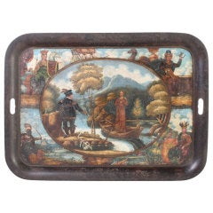 19th Century English Scenic Tole Tray