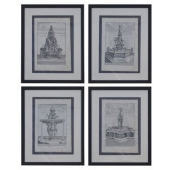 A set of 4 Etchings of Fountains
