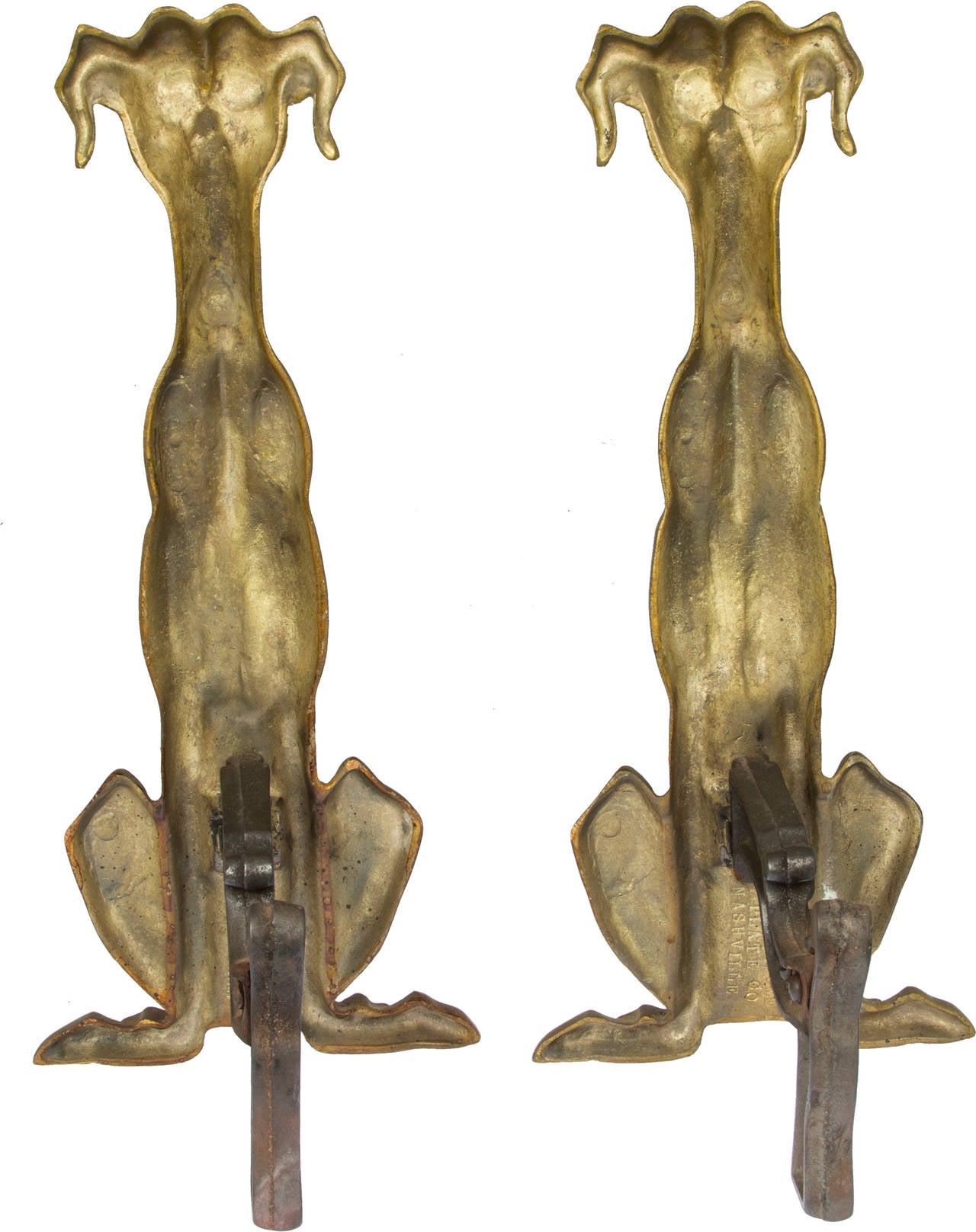 Pair of Dog Andirons and Matching Fireplace Tools 1
