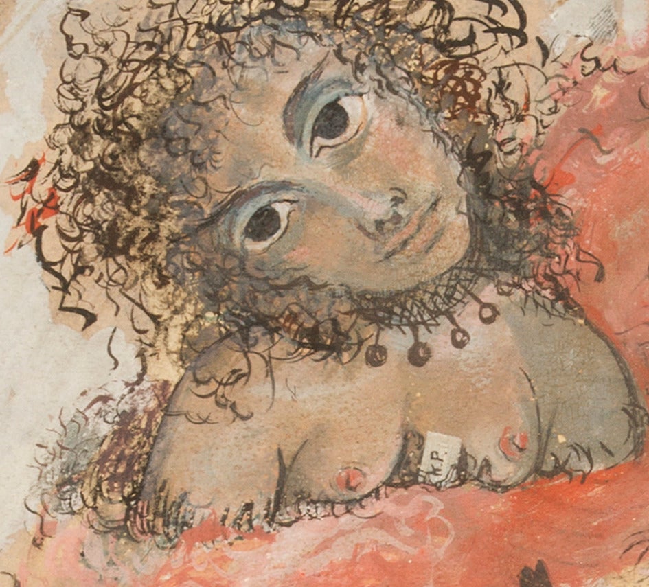 Lady with Ensnared Cat-Sylvia Fein - Peinture de Karl Priebe 1