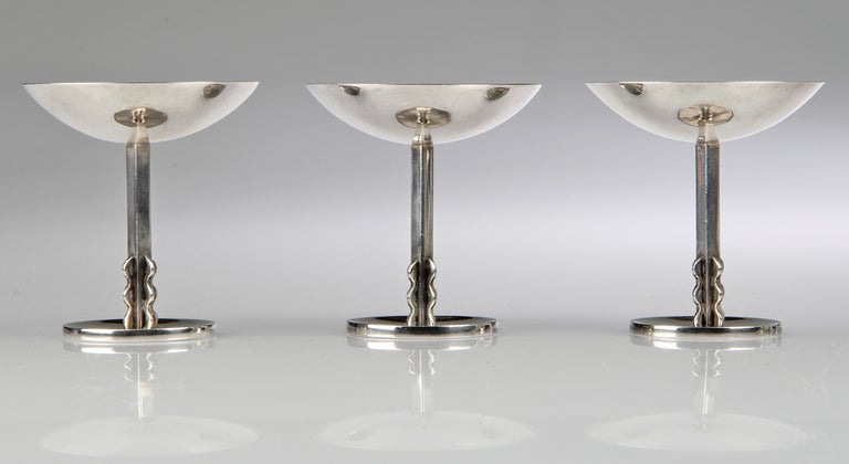20th Century Six Art Deco Sterling Champagne Coupes