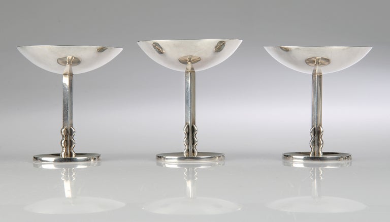 Six Art Deco Sterling Champagne Coupes In Good Condition In Chicago, IL
