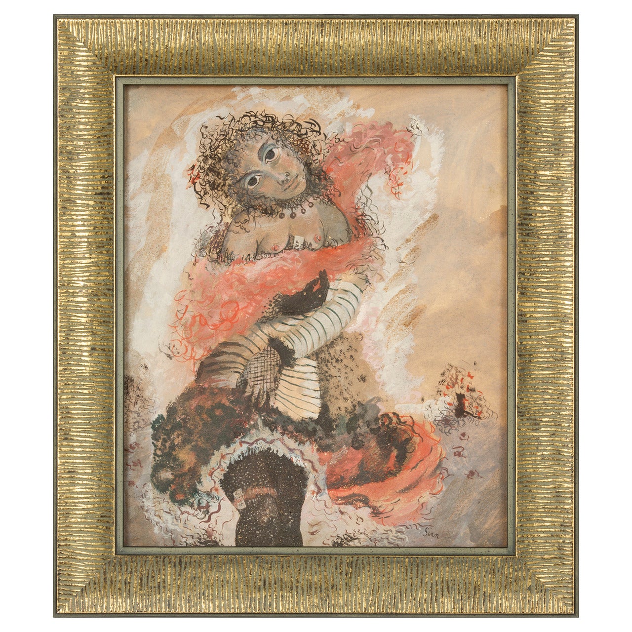 Lady with Ensnared Cat-Sylvia Fein - Peinture de Karl Priebe