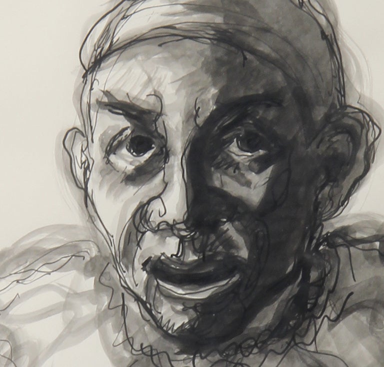 German Expressionist Painting of a Clown by Samuel Brecher In Excellent Condition In Chicago, IL