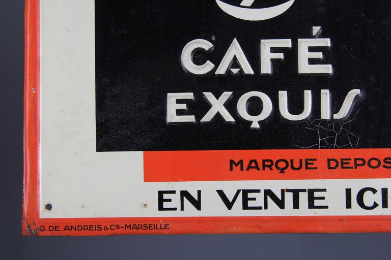 French Vintage Negro Noir Coffee Advertising Sign