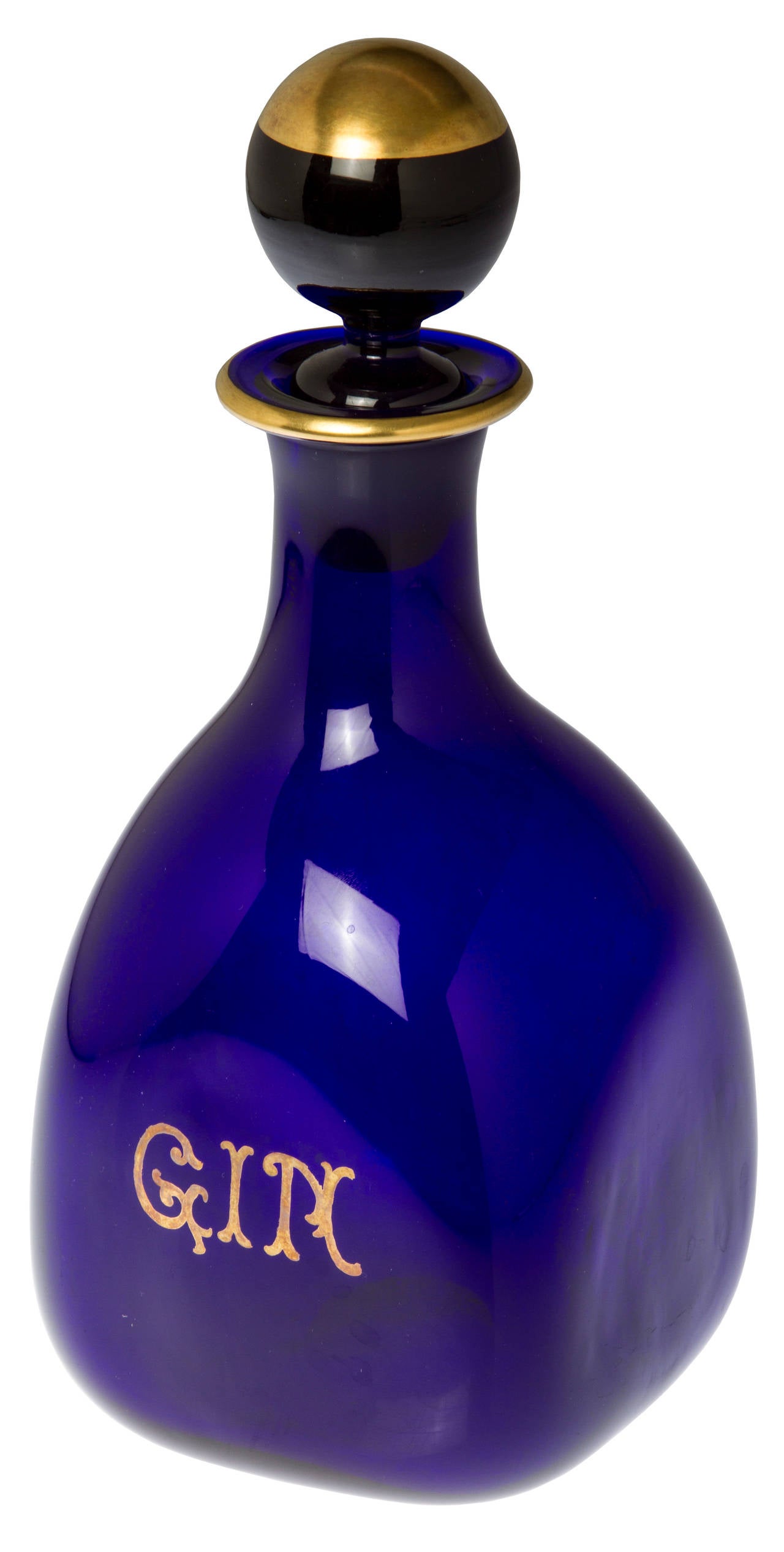 Three Cobalt Blue Italian Glass Liquor Bottles at 1stDibs