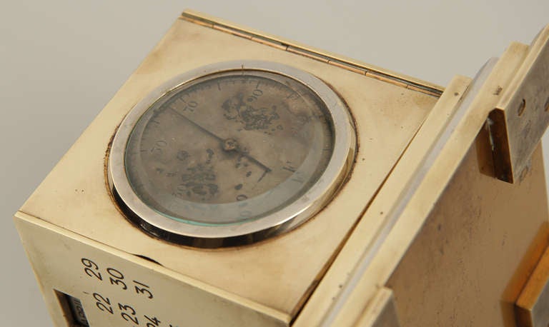 French Art Deco Calendar, Compass and Barometer  Cube Desk Clock