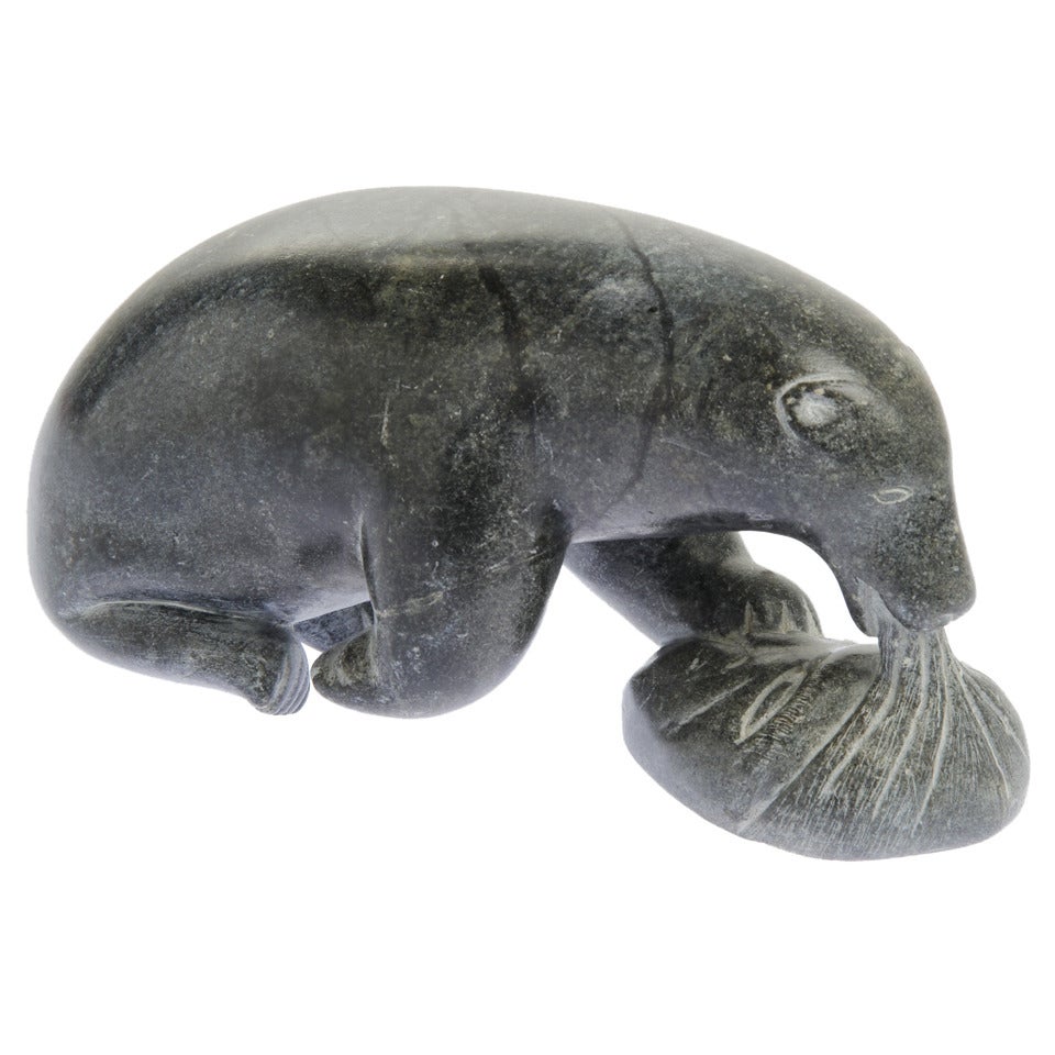 Inuit Bear Eating Man by Adamie For Sale