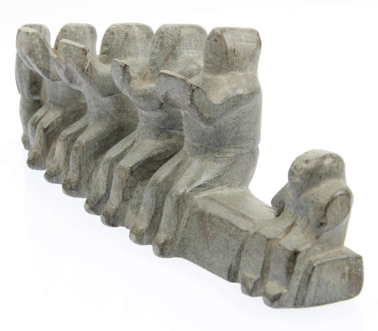 Folk Art Inuit Carving Men Reading by Utakajuak