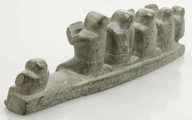 Canadian Inuit Carving Men Reading by Utakajuak