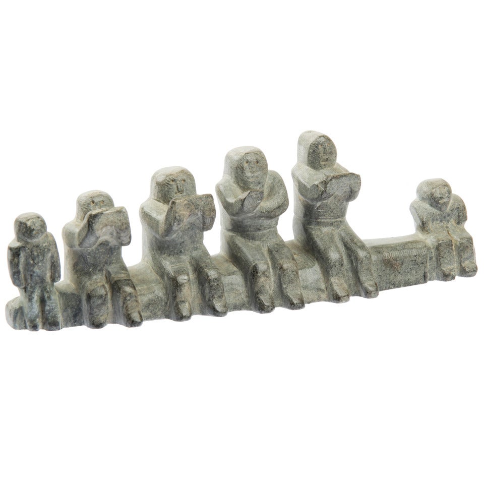 Inuit Carving Men Reading by Utakajuak