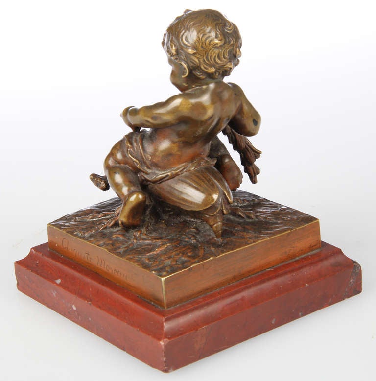 20th Century Auguste Moreau Bronze Sculputre , Boy Riding a Beetle