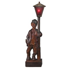 Hand Carved German Whistler Sculpture. with Light...1900-1920