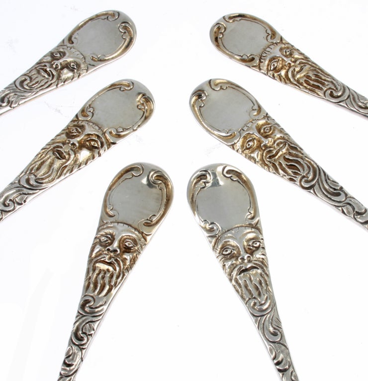 English Eben Coker Grotesque Design Sterling Silver Berry Spoons 1752