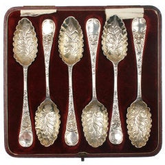 Antique Eben Coker Grotesque Design Sterling Silver Berry Spoons 1752