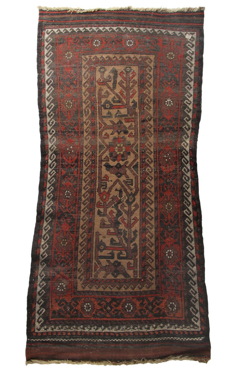 Hand-Woven 19th Century Antique Baluchi Rug For Sale