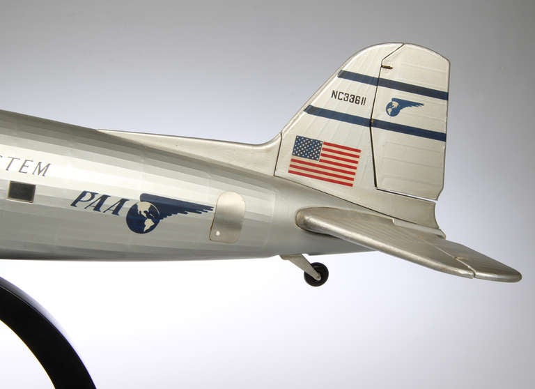 Hand Built DC-3D Pan American Airplane Model In Good Condition In Chicago, IL