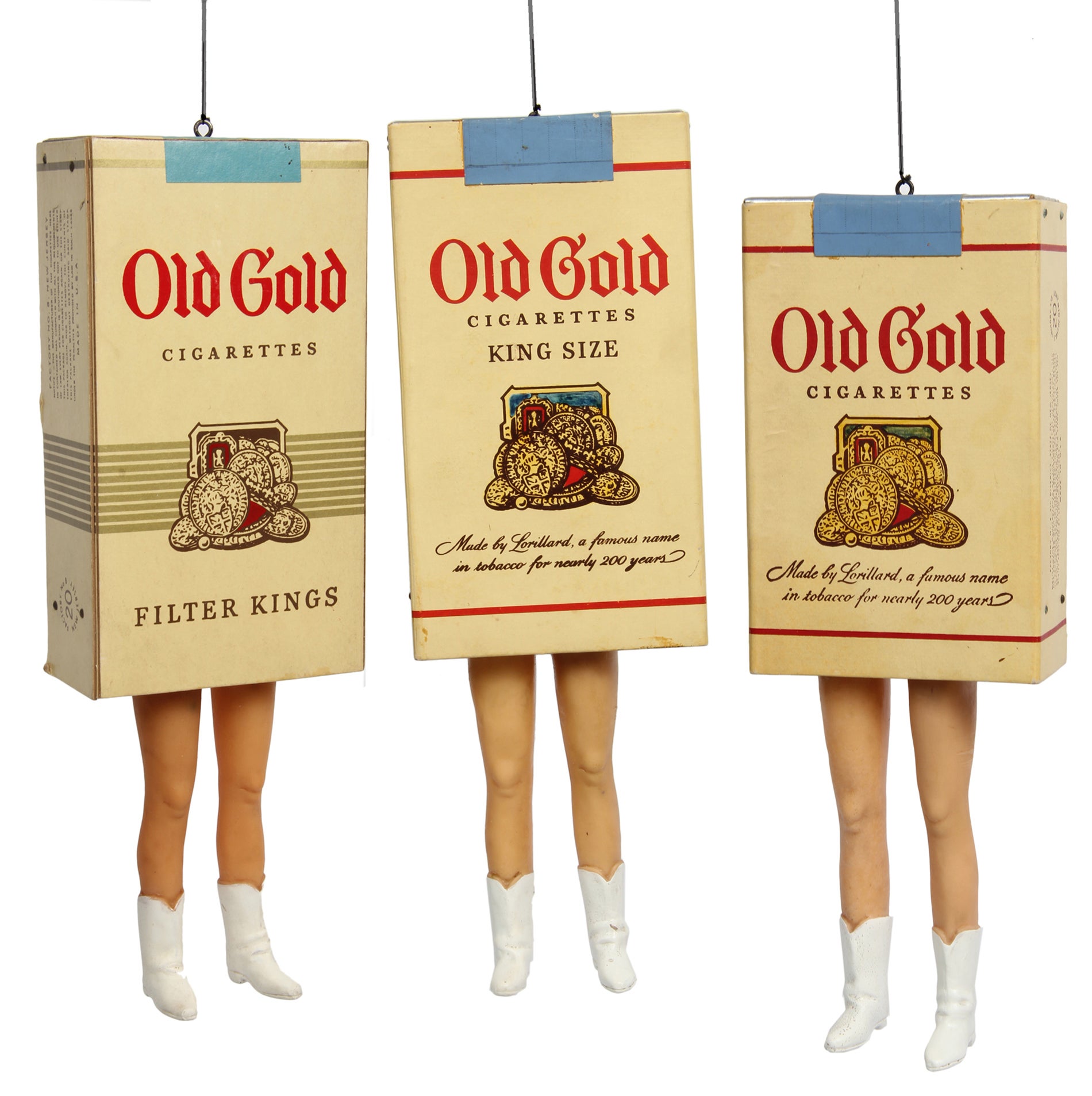Three Old Gold Dancing  Cigarette Packs Advertising Display 