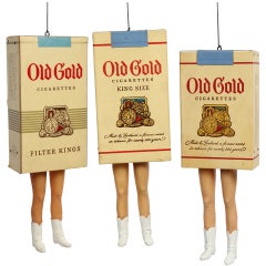 Vintage Three Old Gold Dancing  Cigarette Packs Advertising Display 