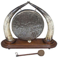 English Large 19th Century Gong with Horns