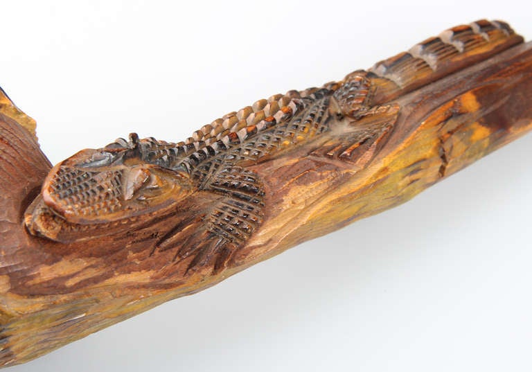 Primitive Carved Wooden Pipe Black Americana  1