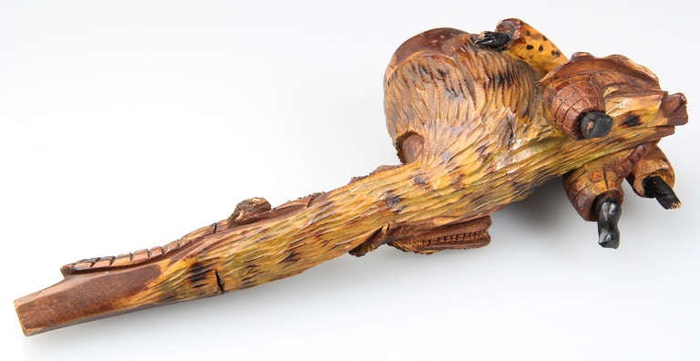 Primitive Carved Wooden Pipe Black Americana  2