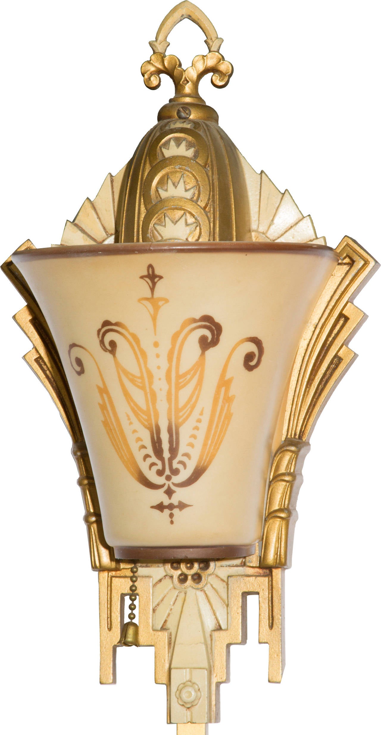 Mid-20th Century Pair of Unusual Art Deco Wall Sconce, Torchieres