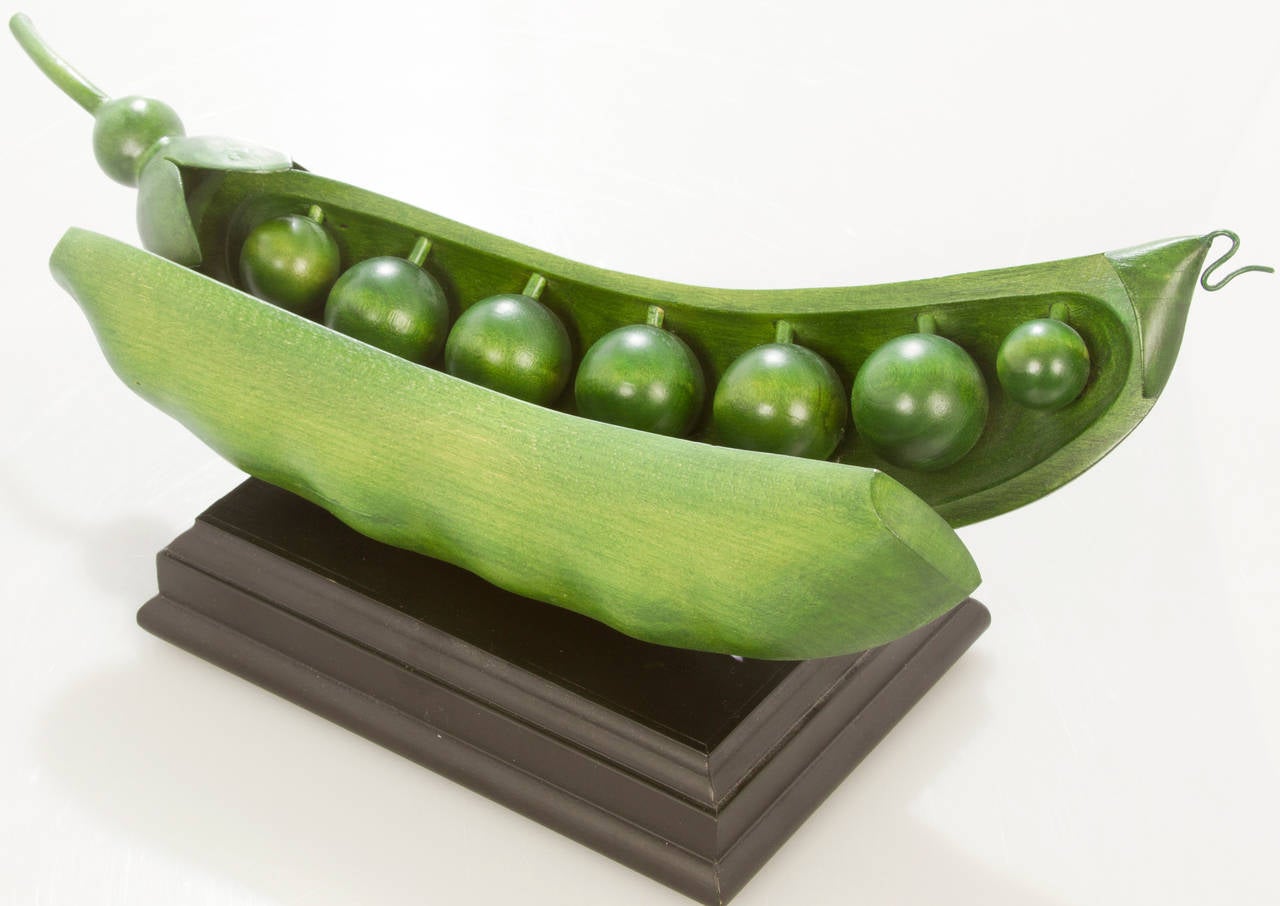 Hand-Carved Wooden Pea Pod by Robert Andrus 1