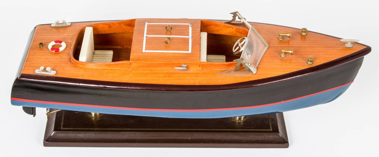 Mid-20th Century Wood Motor Boat Model