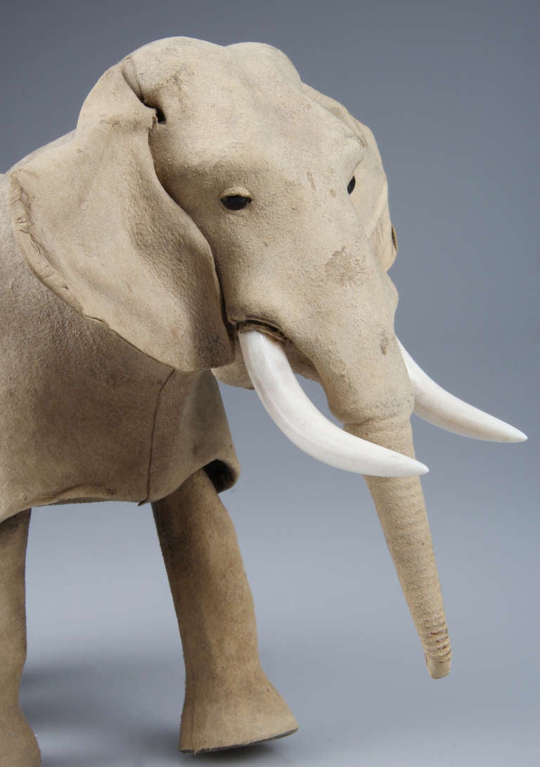 Mid-20th Century Mechanical Suede Covered Elephant For Sale