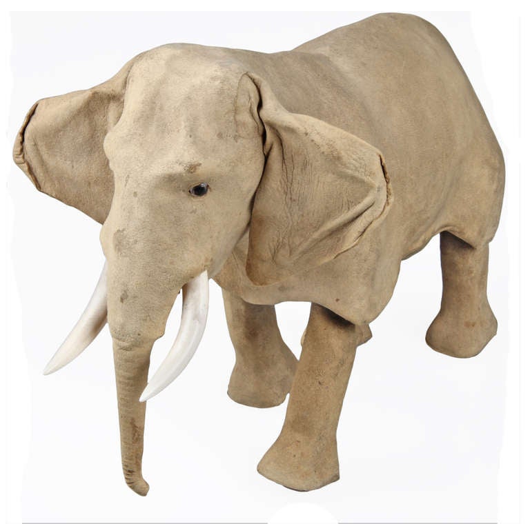 American Mechanical Suede Covered Elephant For Sale