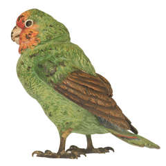 Antique Cold Painted Bronze Green Parrot
