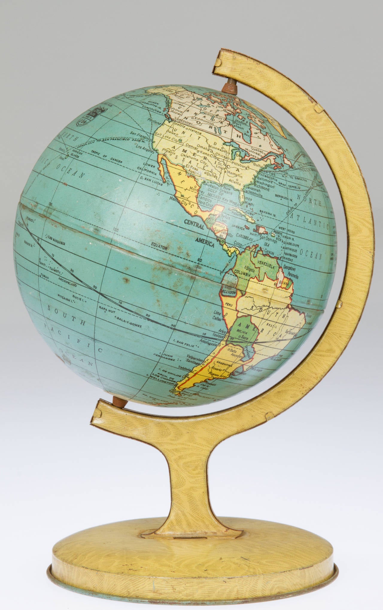 Mid-20th Century Miniature Tin Globe by J. Chein & Co