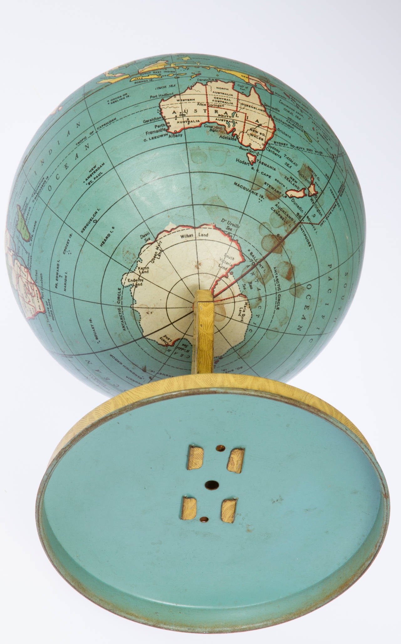 Miniature Tin Globe by J. Chein & Co In Excellent Condition In Chicago, IL