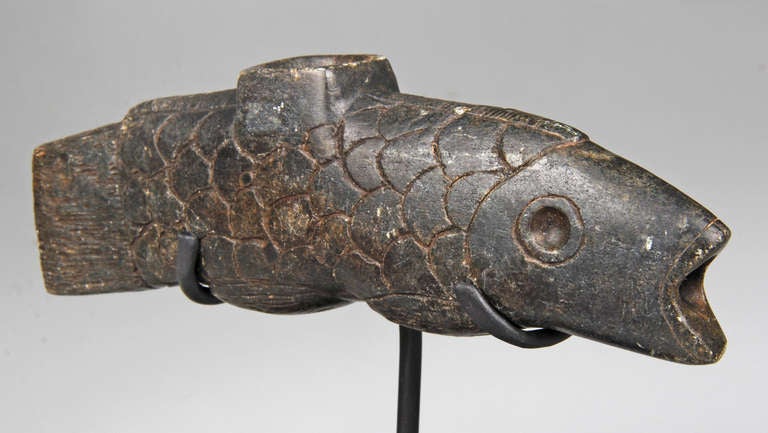 Pair of Native American Carved Stone  Fish Form Pipes 2