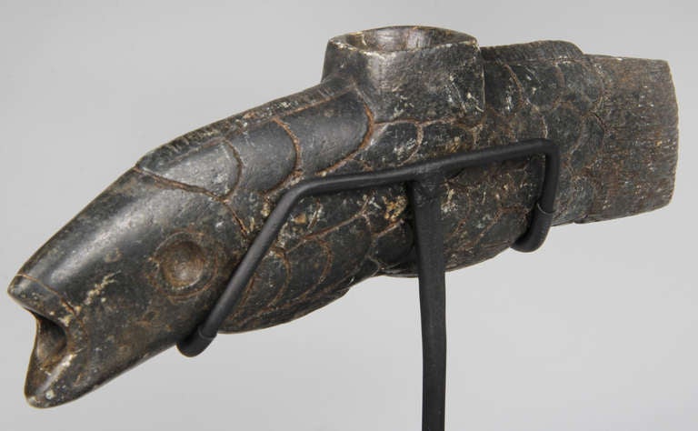 Pair of Native American Carved Stone  Fish Form Pipes 3