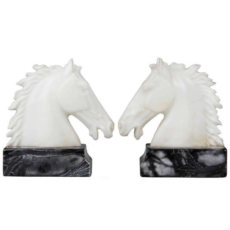 Finely Carved Equine Bookends