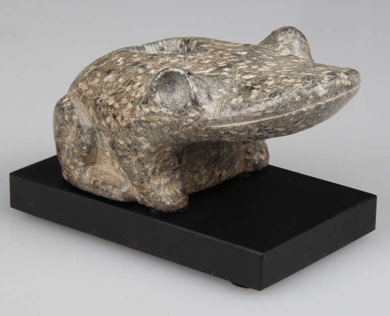 20th Century Carved Stone Pipe in the form of a Frog For Sale