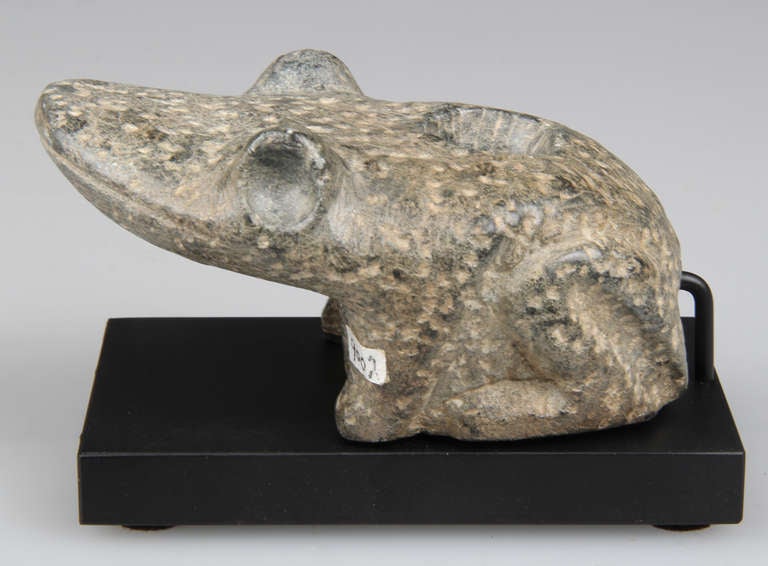 American Carved Stone Pipe in the form of a Frog For Sale