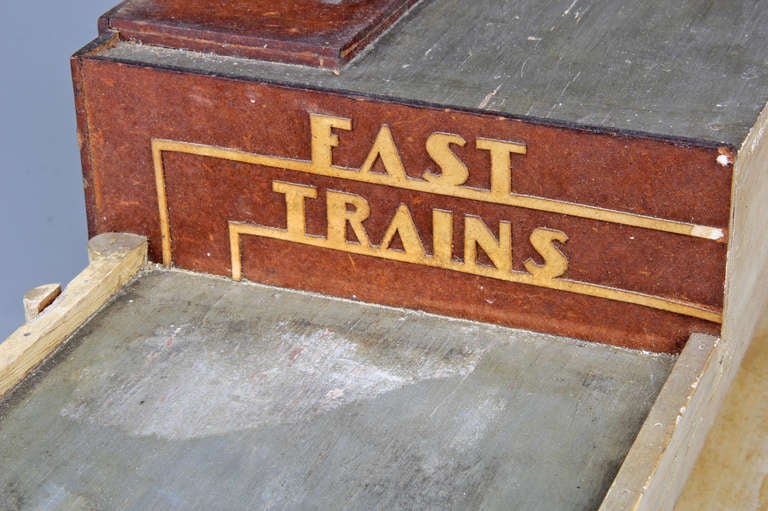 Wood Hand Made  Art Deco  Folk Art Train Station