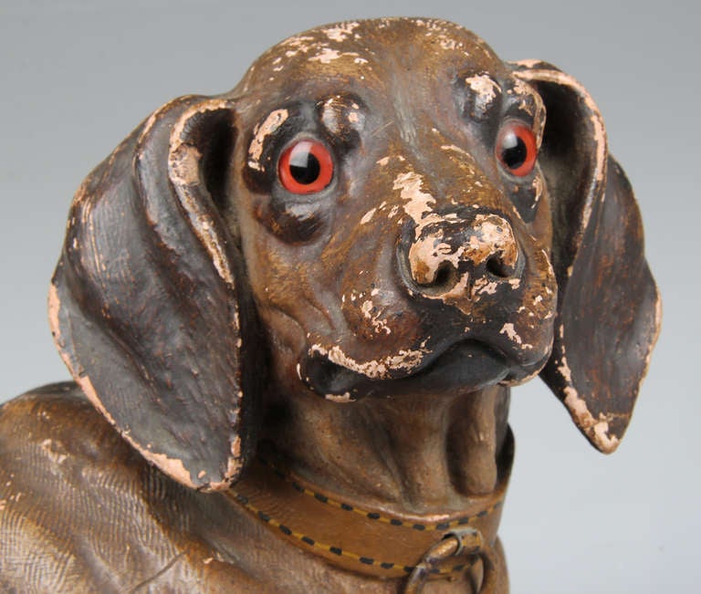 Vintage German Plaster Sculpture of a Hound In Good Condition In Chicago, IL