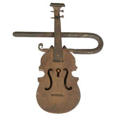 Large Figural Gate Lock in the form of a Violin