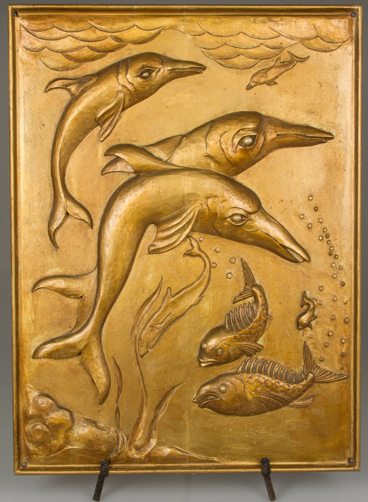 Early 20th Century Art Deco Sea Life Plaque