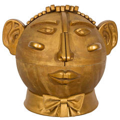 Large Folk Art Head Shaped Box