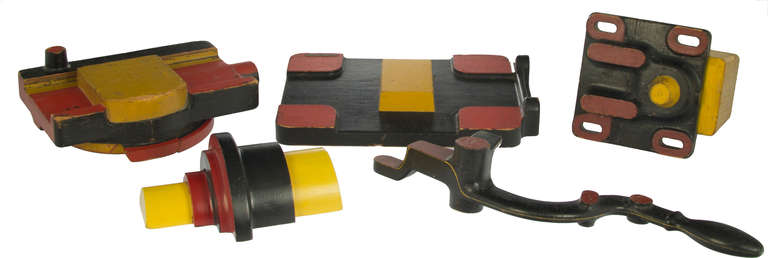 American Colorful and Sculptural Collection of  Wooden Industrial Moulds For Sale