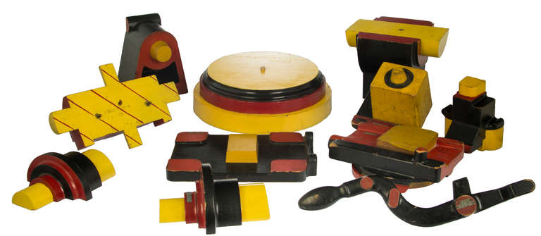 Colorful and Sculptural Collection of  Wooden Industrial Moulds In Excellent Condition For Sale In Chicago, IL
