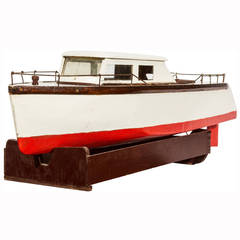 Vintage Motorized Large Model Boat on Stand