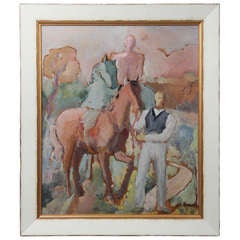 Signed WPA Painting Horses and Riders