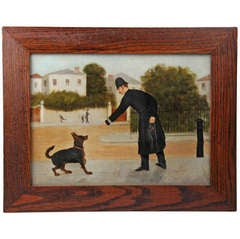 Humourous English Bobby and Dog Oil Painting...1881